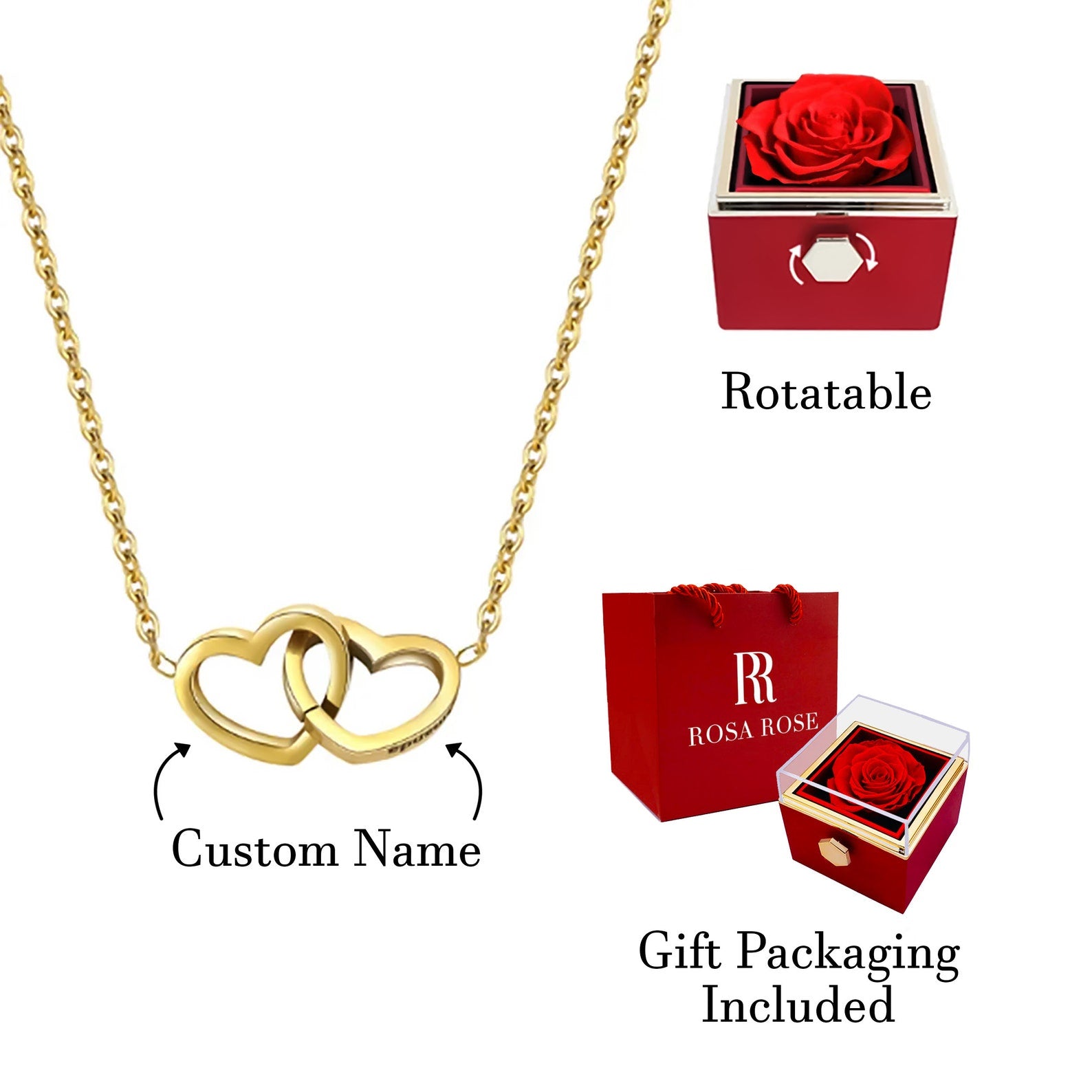 Eternally Preserved Rotating Rose Box - With Engraved Heart Necklace –  Mylovey